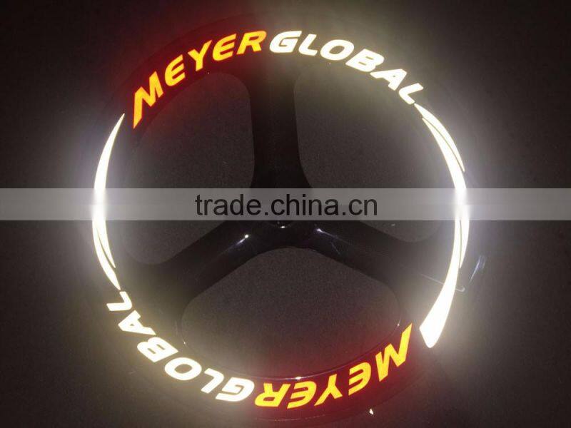 MeyerGlobal Reflective logo 700C full carbon fiber tri spoke rim rear fixed gear wheels