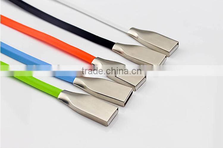 2016 TPE material and Zinc Alloy mobile phone usb charger cable for electronics device