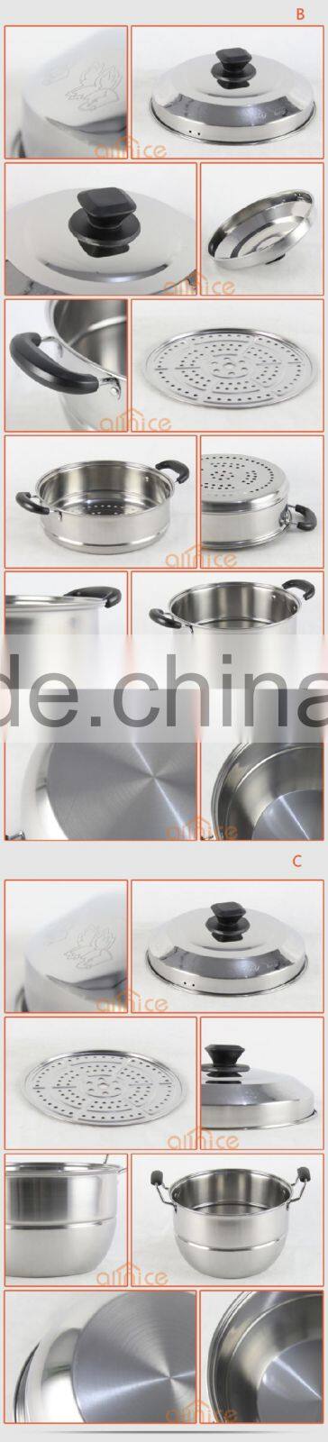 Allnice-New design #430 stainless steel 2-layer 15-qt durable Multipots & Steamers with steel lid and bakelite handles&knob
