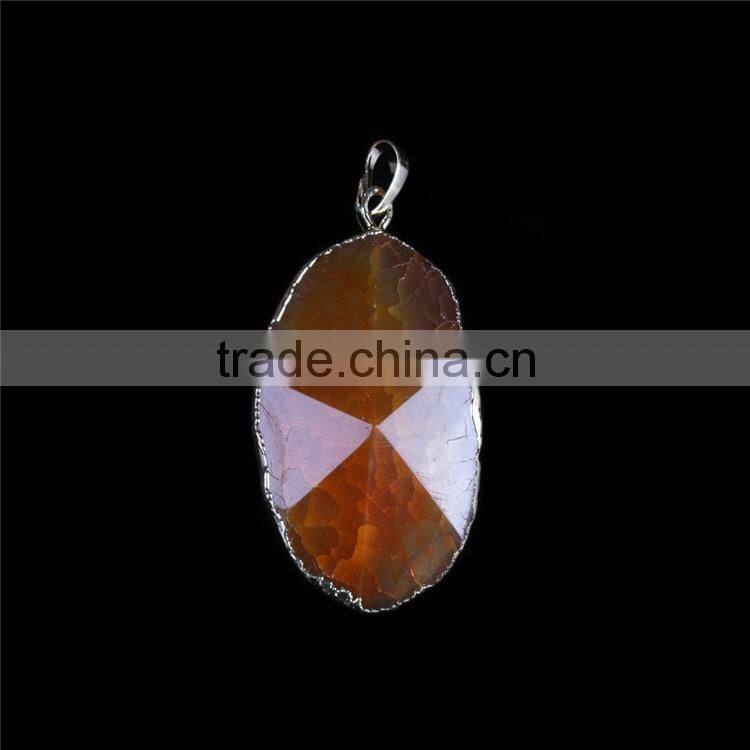 Golden Electroformed Edge Dyed Colors owl Drusy Agate Druzy Pendant Bead necklace--OEM welcome