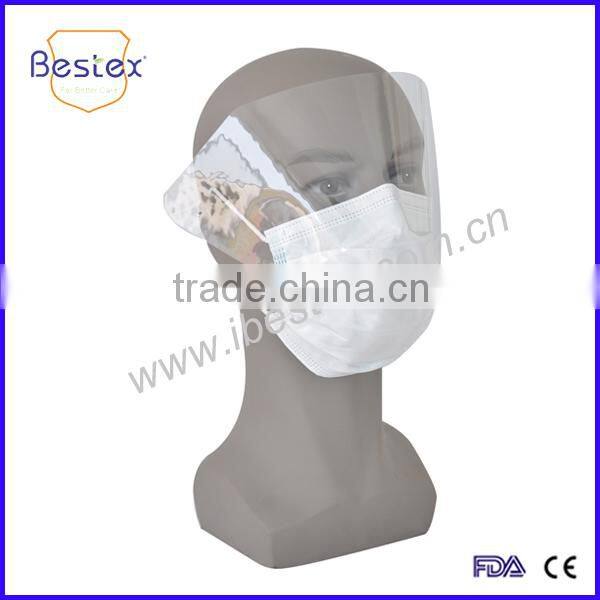 Disposable Earloop Face Mask With Shield for eye protection