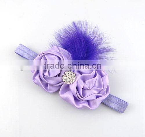 Wholesale 2015 new baby fashion accessory cute girls hair rose flower headband with diamond