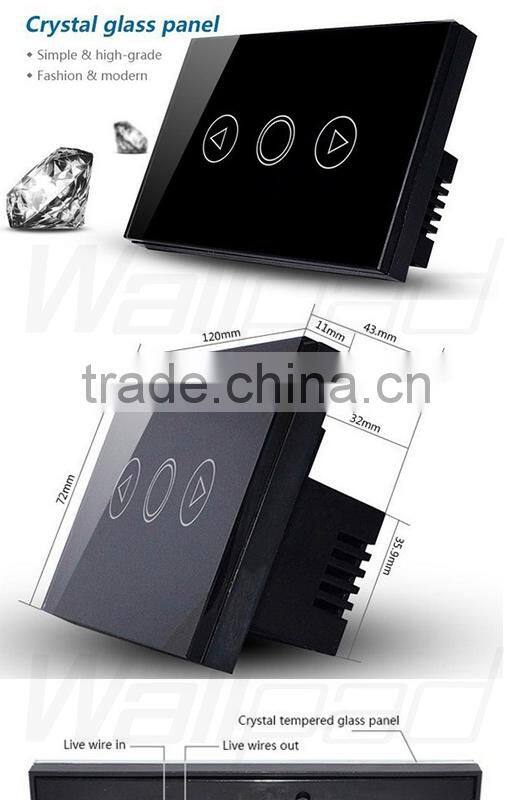 Hot Wallpad LED White Tempered Glass 110~250V US/Australia Standard 3 gang Remote Control Power Window Curtain Blinder Switch