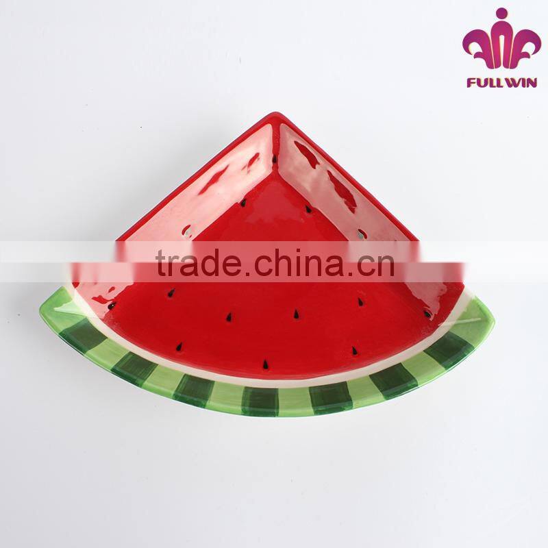Cheap bulk ceramic triangle plate with watermelon
