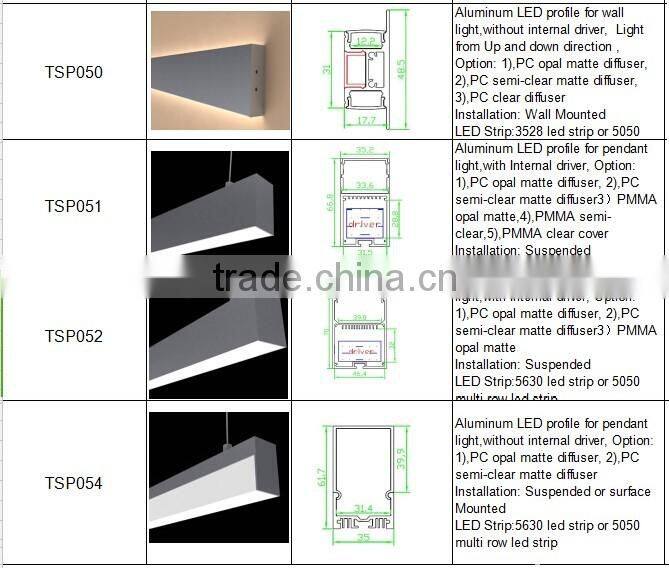 Anodized Aluminum LED Profile For LED Strip/led profile