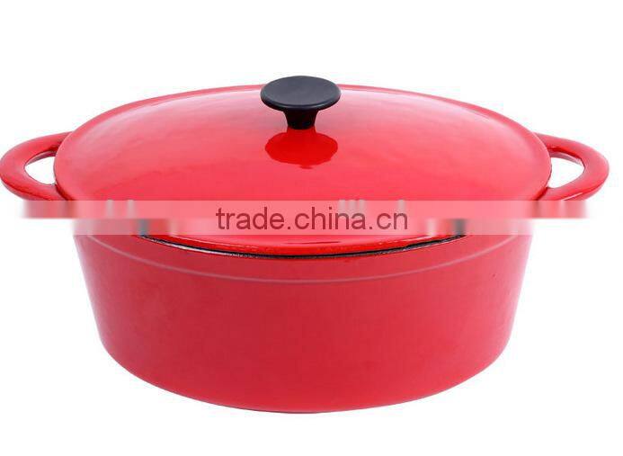 2015 new customized round cast iron cassrole home cookware in blue
