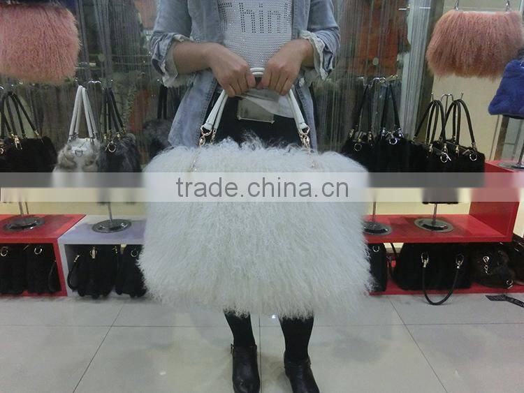 Mongolia Sheep Fur Handbag Genuine Lamb Fur Tote Bags