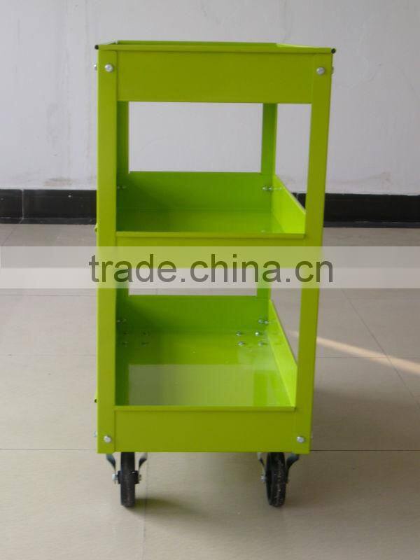 green tool trolley with handle and wheels
