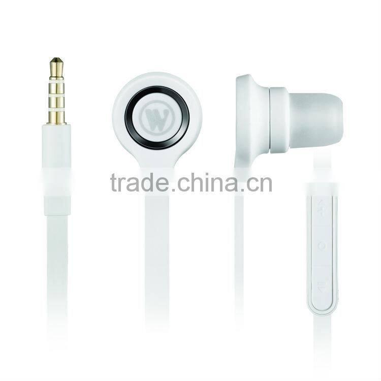 Hot sale flat cable in-ear earphone With Volume Remote