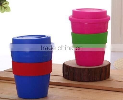 Eco-friendly 12OZ Double Wall Plastic Coffee Cup with Silicon Heat Band