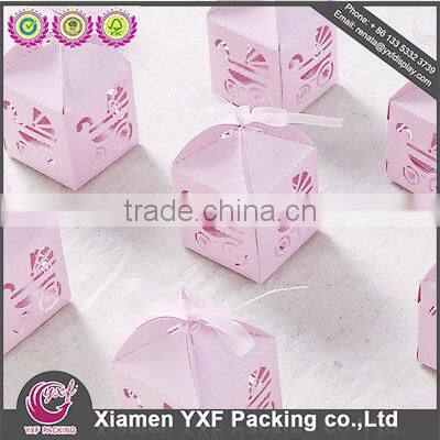 Custome design sky blue cardboard box gift packaing, gift paper box with white ribbon