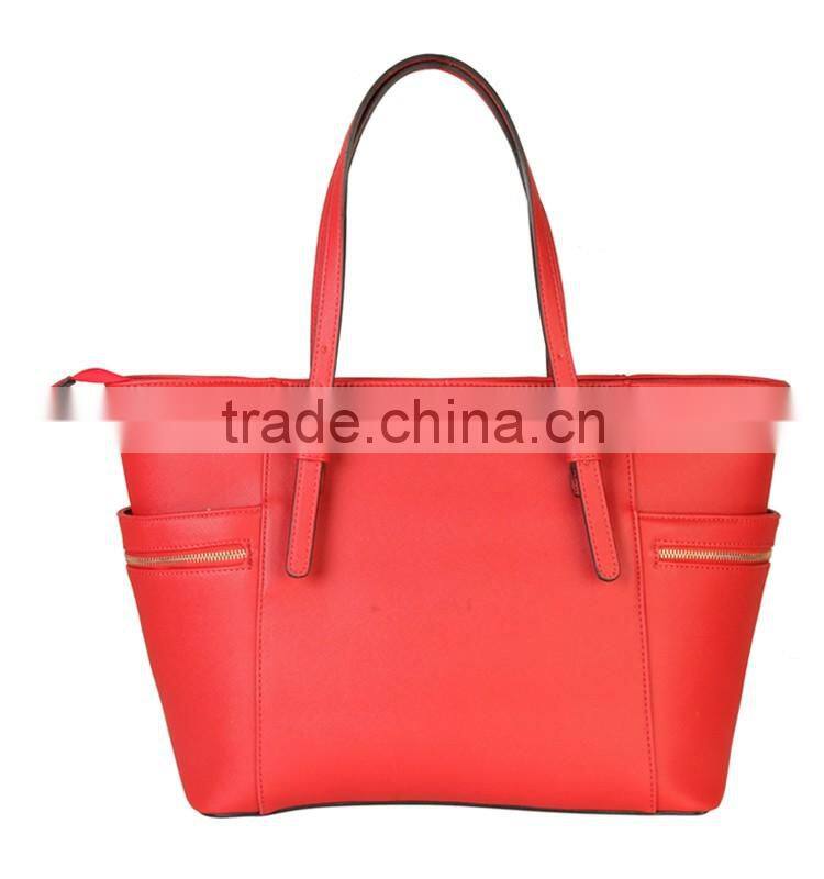 Faux Leather Large Branded Handbag Tote Bag with Zipped Charm