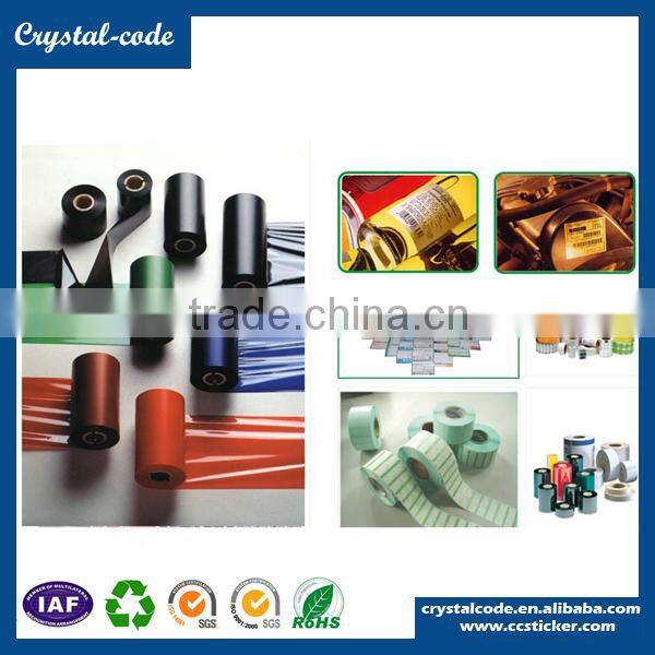 The big and small colored printed thermal robbon rolls used on Zebra printer