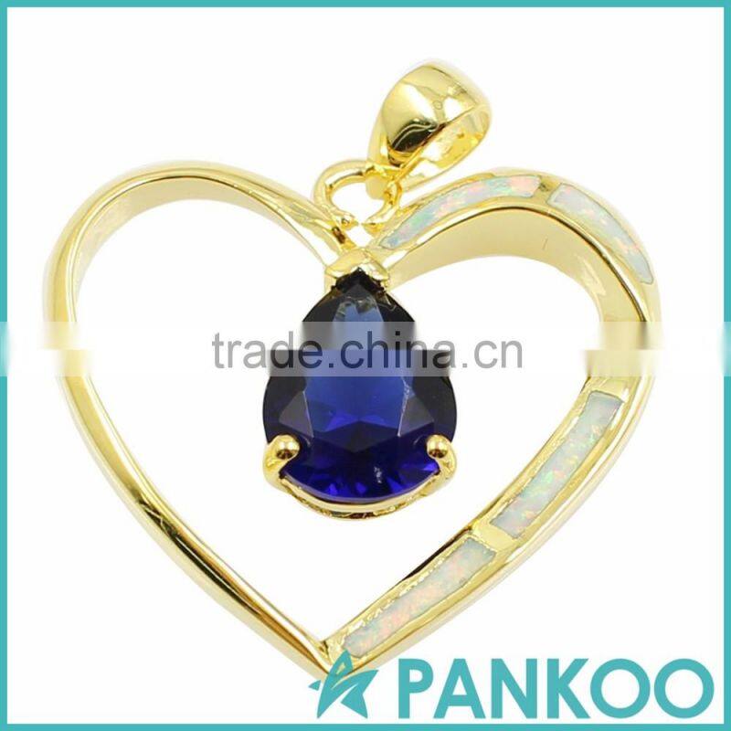 wholesale fashion series of water on the heart blue Opal sterling silver unisex necklace pendant