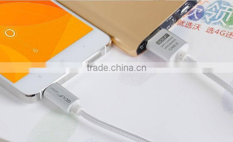 Original GOLF 25cm/100cm/150cm/200cm/300cm Micro USB Metal Braided Data Charger Cable 2.1A Output For Xiaomi Huawei HTC Samsung