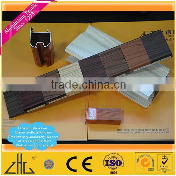 Wow!! anodized aluminium frame OEM/timber grain aluminium profile to make door and window/paper transfer wood grain alu profiles