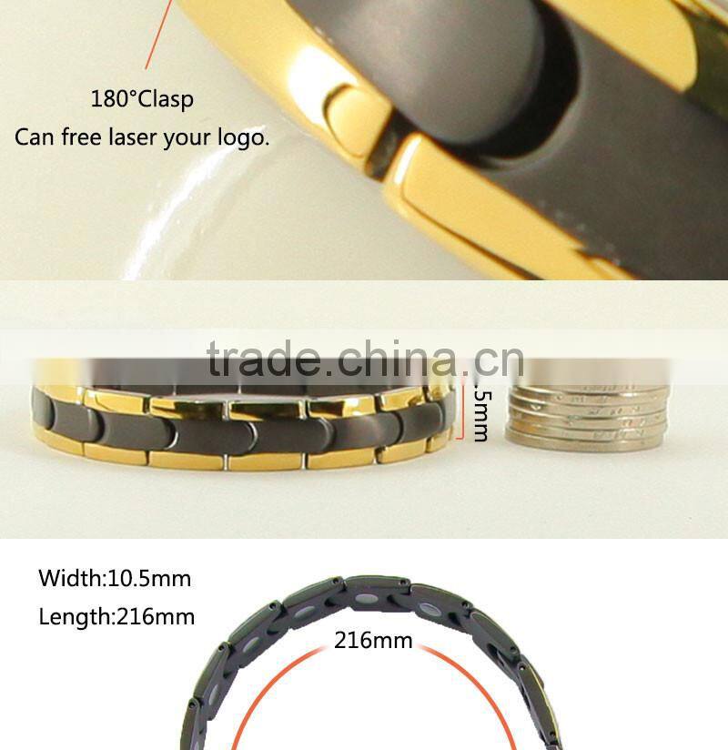 2016 top selling men titanium bracelet with gold magnetic titanium watch band