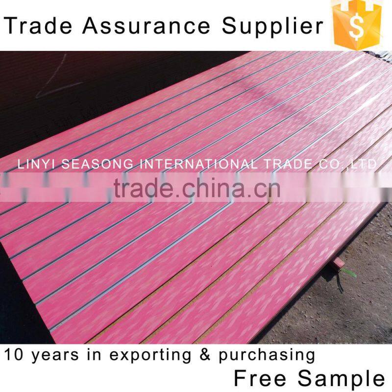 China 1220*2440mm*15mm one side melamine faced mdf slot board
