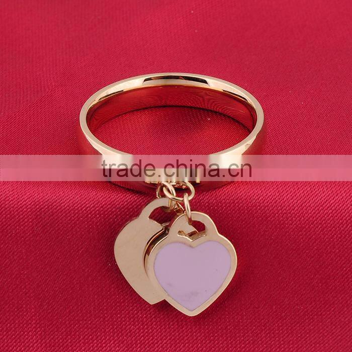 New Arrival Stainless Steel Enamel Heart Ring Woman