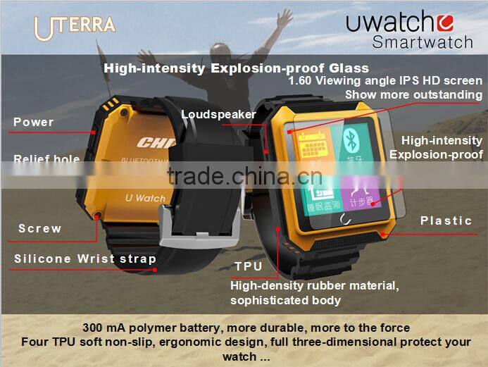 2015 new IP68 Waterproof/Dustproof/Shockproof U Watch U TERRAWatches Bluetooth Smartwatch