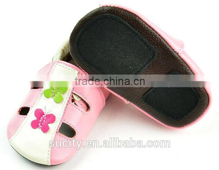 2014 newest soft sole child leather shoe with peacock pattern