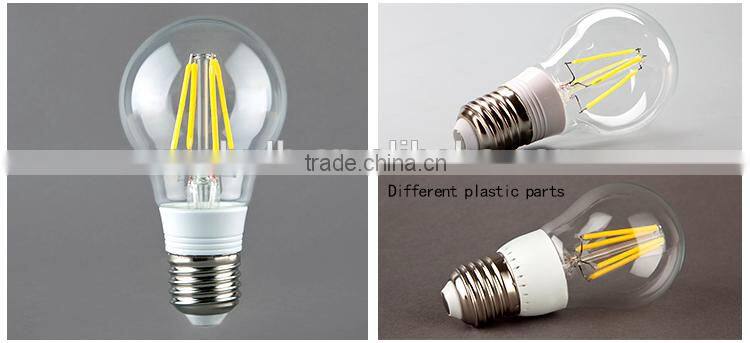 certificate approved clear glass A60 filament bulb light led bulb e27, dimmable led bulb 2600k, cheap dimmable led bulbs