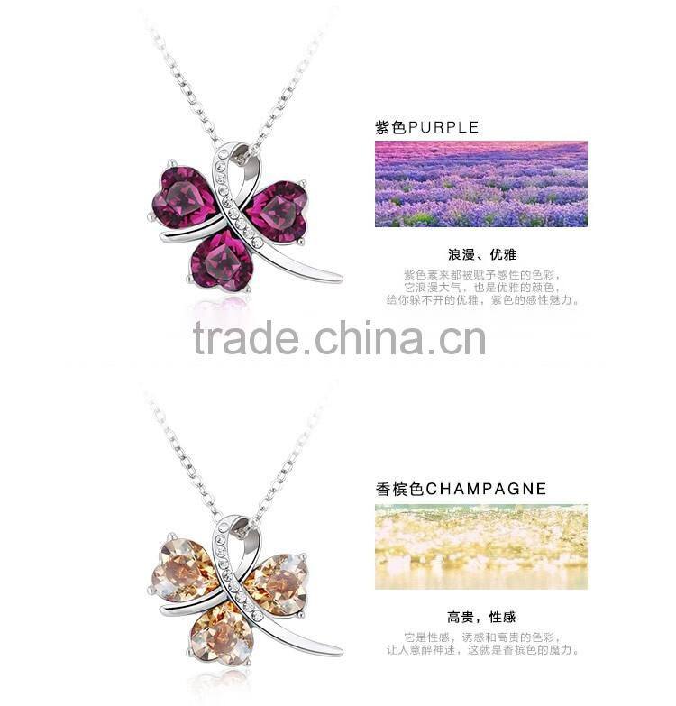 OUXI 2016 high quality korean design butterfly charm AAA zircon jewelry necklace set 10609
