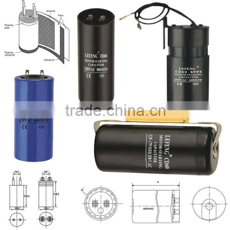 American bakelite case round cd60 type ac motor start capacitor manufactrues145-175uf
