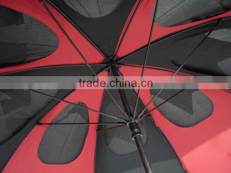 branded golf umbrellas with 2 layers windproof fiberglass frame in large size