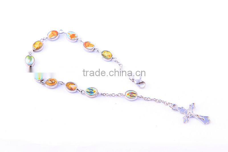 Rosary beads with saint medals