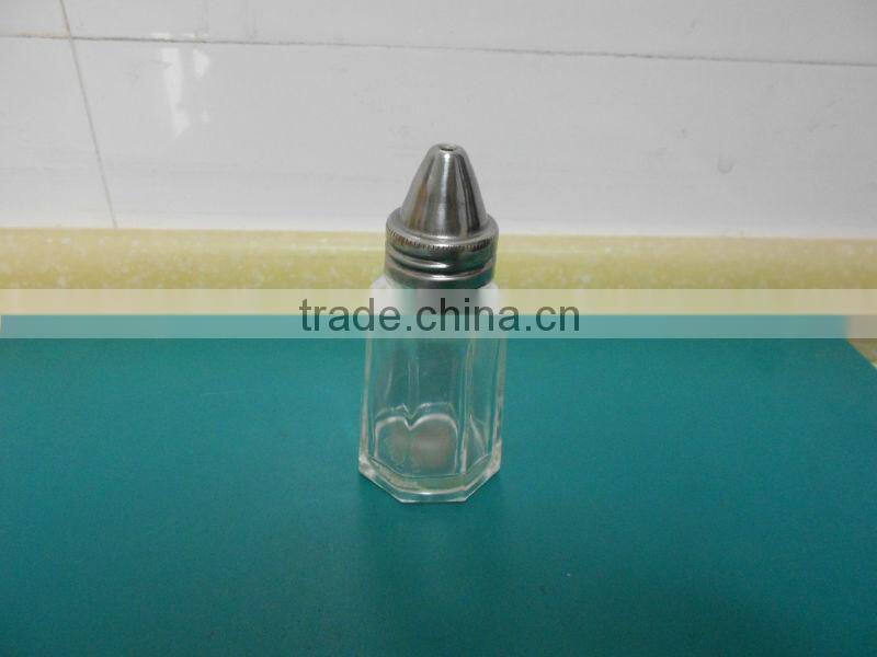 glass salt and pepper shaker bottle with cap