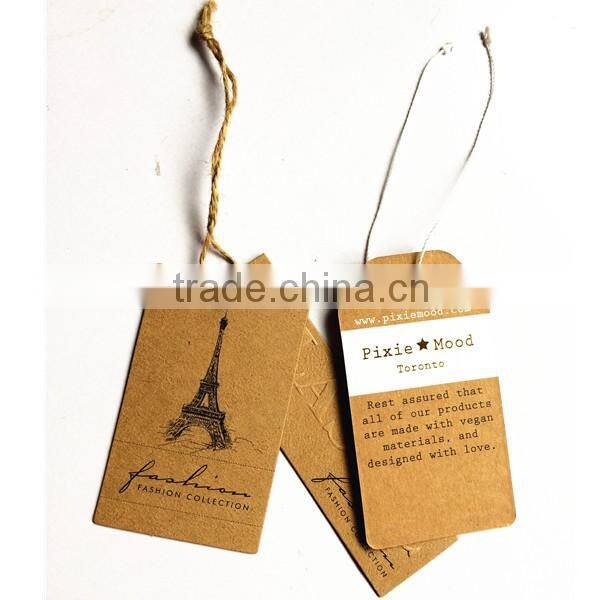 custom printing brown kraft paper garment tag