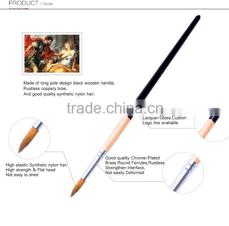 Factory Price 9 Pcs Long Wood Handle Artist Nylon Round Paint Brush Flat Paintbrush Fan Brushes Set Watercolor Painting Brush