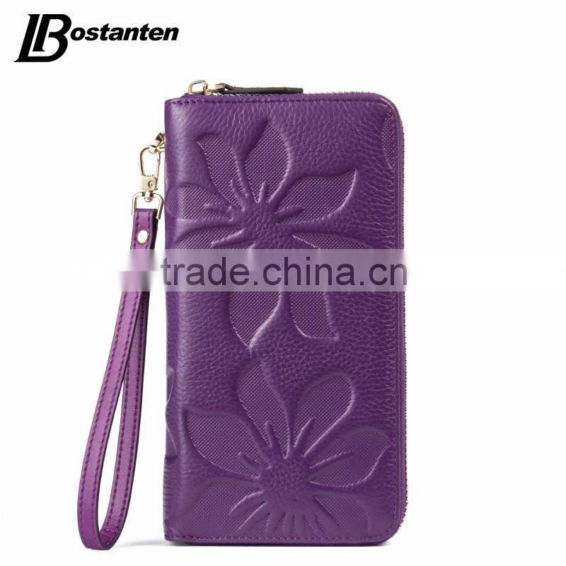 hand bag wallet women zipper genuine leather wallet with cell phone and coin pocket