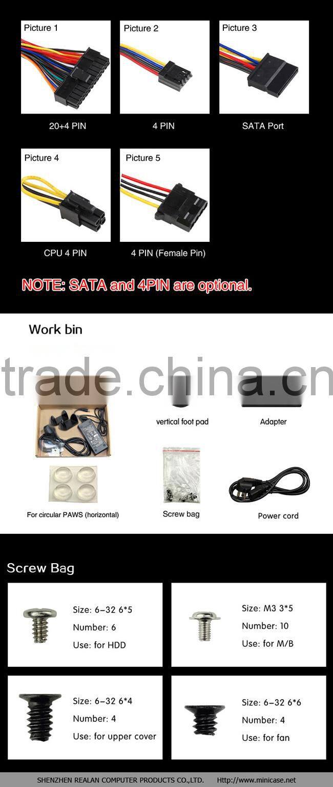 Realan 3019 Mini-ITX Case, HTPC Case With Power Supply, HDD COM WIFI USB Audio Ports, SECC 0.6mm