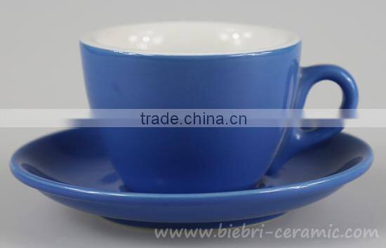 65cc To 450cc Blue Color Glazed High Quality Ceramic Espresso Cappuccino China Cup Saucer