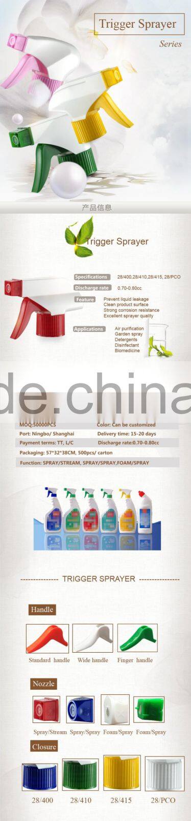 Yuyao factory plastic 28/410 trigger sprayer, trigger sprayer bottle