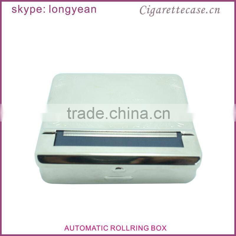 embossed design metal automatic cigarette rolling box