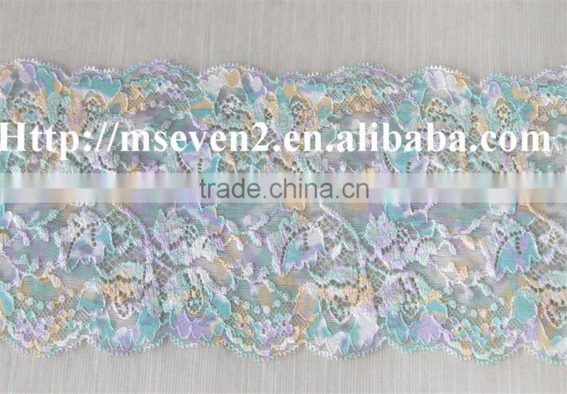 beautiful colorful african lace trimming elastic tulle fabric 100% nylon lace