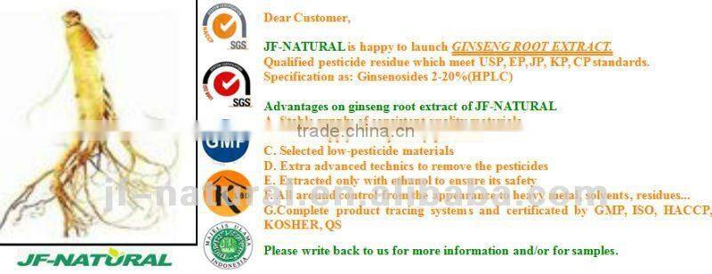 natural Ginseng root extract ISO, GMP, HACCP, KOSHER, HALAL certificated.