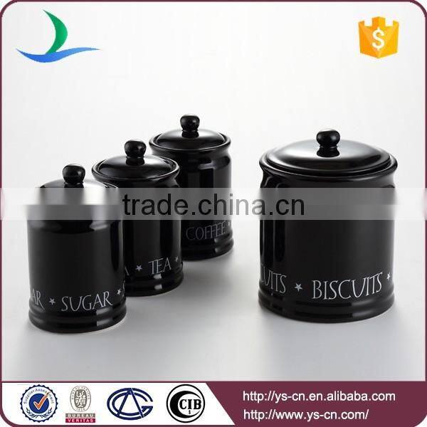 5pcs black ceramic kitchen jar set for house/office/hotel