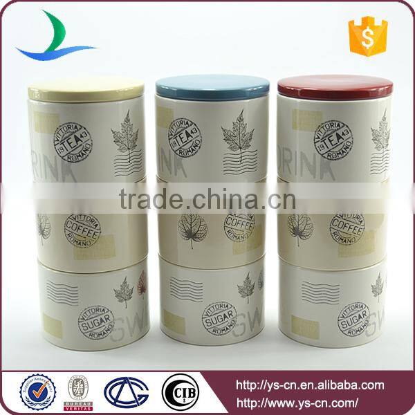 2015 newest product simple decal 3sets storage Jars for sale