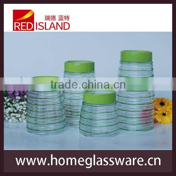 wholesale 1set glass canister jar with plastic lid and hand painted