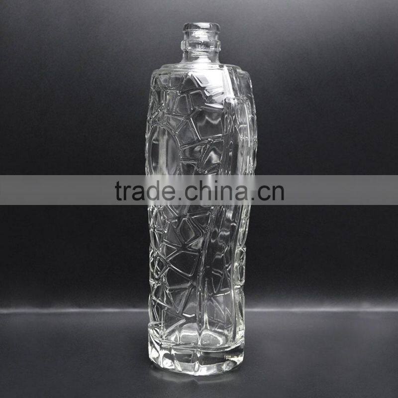 Wholesale white clear empty bourbon whiksey glass bottles 700ml