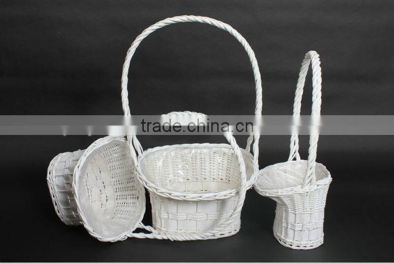 Wholesale white Wicker flower basket