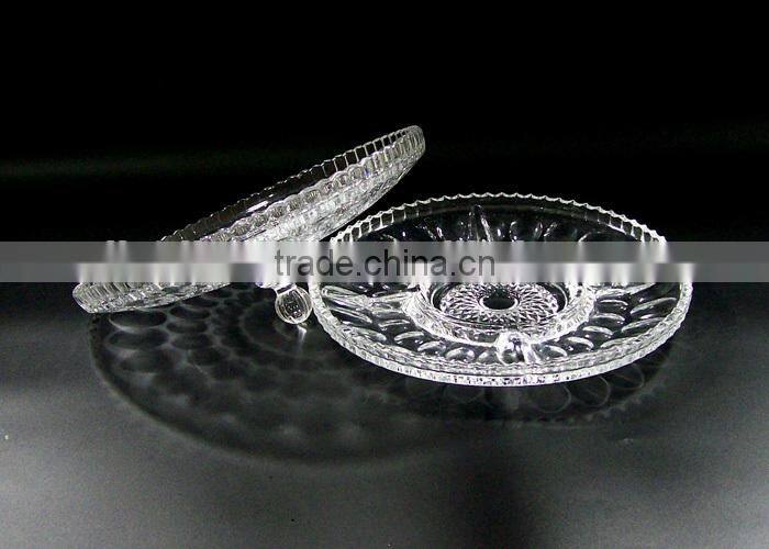 2017 new big glass plate transparent glass fruit plate