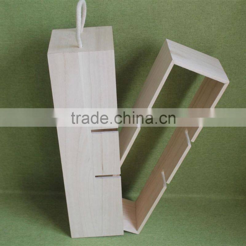 Changeable multifunctional professional design portable DIY wood wine box adjustable wood wine rack with top handle
