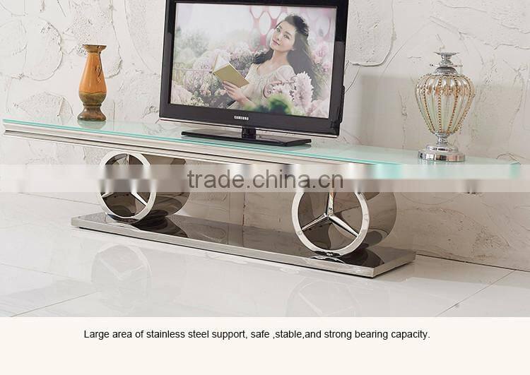 E413 Home Funituire Tempered Glass Modern TV Stand Showcase