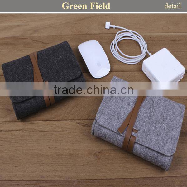 unique mobile accessories felt bag for power bank, mouse, earphone with elastic belt
