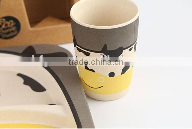 2016 hot sale biodegradble bamboo fibre kid's dinner set